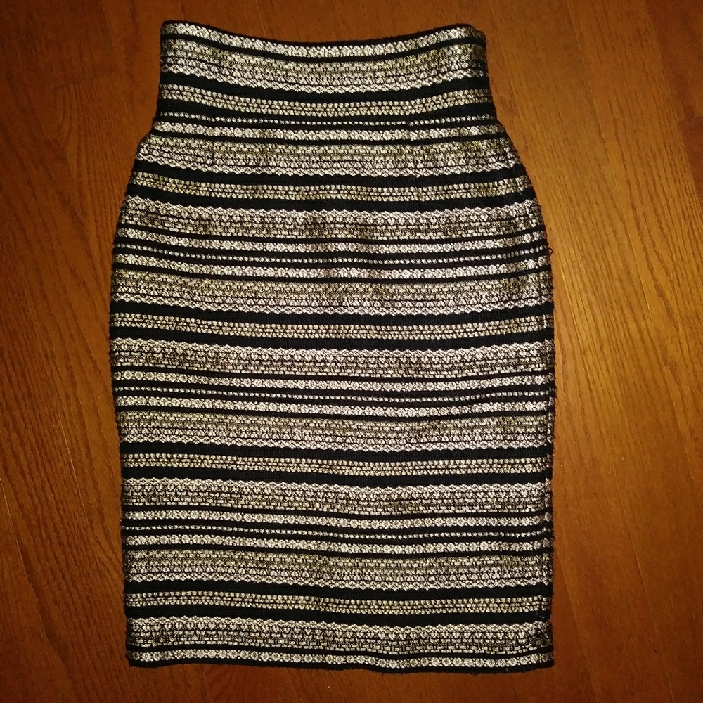 Black and Gold High Waist Pencil skirt Sz 2